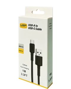 USP USB-C to USB-A Cable 1m Braided Black 