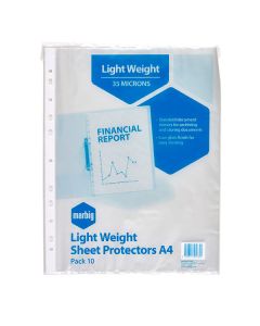 Marbig Sheet Protector Lightweight A4 Pack of 10 -- 5 Packs
