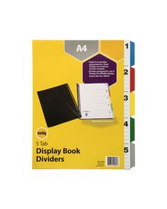 MARBIG DISPLAY BOOK INDICES & DIVIDERS 5 TAB PP A4 MULTI COLOUR