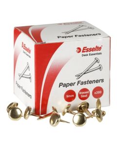 ESSELTE PAPER FASTENER STEEL 9MM BOX 200 BRASS