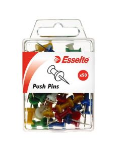 ESSELTE PUSH PINS ASSORTED PACK 50
