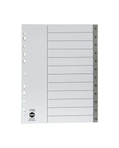MARBIG INDICES & DIVIDERS 1-12 TAB PP A4 GREY