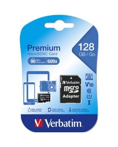 VERBATIM MICRO SDXC 128GB WITH ADAPTER BLACK