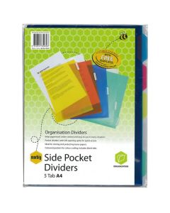 MARBIG DIVIDERS SIDE POCKETS CLEAR PP A4 5TAB