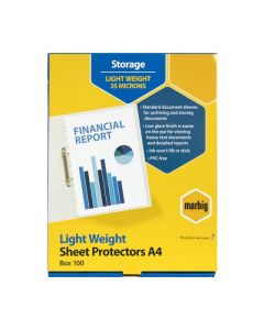 MARBIG SHEET PROTECTORS LIGHTWEIGHT A4 100BOX