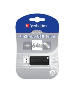VERBATIM STORE AND GO USB DRIVE PINSTRIPE BLACK 64GB