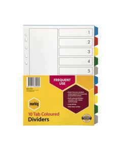 MARBIG INDICES & DIVIDERS 10 TAB PP A4 MULTI COLOUR