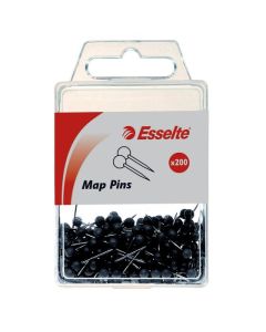 ESSELTE PINS MAP PACK 200 BLACK