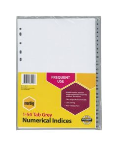 MARBIG INDICES & DIVIDERS 1-54 TAB PP A4 GREY