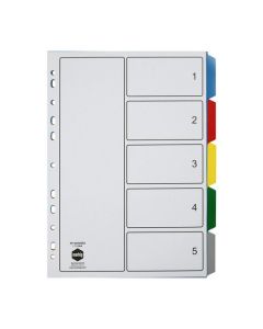 MARBIG INDICES & DIVIDERS 5 TAB PP A4 MULTI COLOUR
