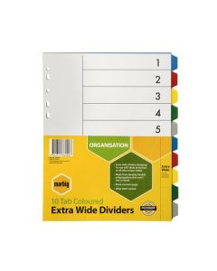 MARBIG INDICES & DIVIDERS 10 TAB PP A4 EXTRA WIDE