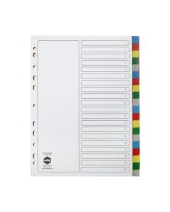 MARBIG INDICES & DIVIDERS 20 TAB PP A4 MULTI COLOUR