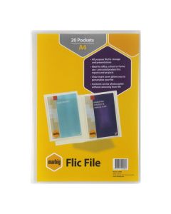 MARBIG FLIC FILE 20 POCKET INSERT COVER CLEAR
