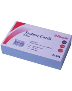 ESSELTE SYSTEM CARDS 127X76MM (5X3) BLUE PACK 100