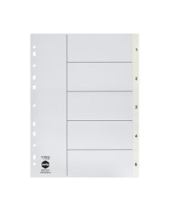 MARBIG INDICES & DIVIDERS 1-5 TAB PP A4 WHITE