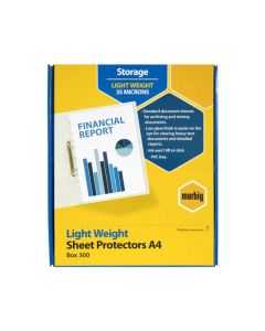 MARBIG SHEET PROTECTORS LIGHTWEIGHT A4 300BOX