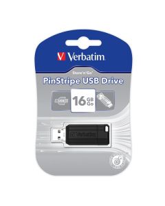 VERBATIM STORE AND GO USB DRIVE PINSTRIPE BLACK 16GB