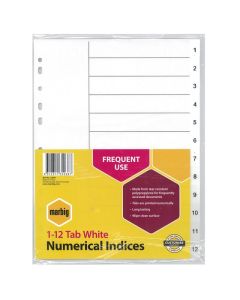 MARBIG INDICES & DIVIDERS 1-12 TAB PP A4 WHITE