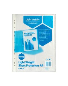 MARBIG SHEET PROTECTORS LIGHTWEIGHT A4 20PACK