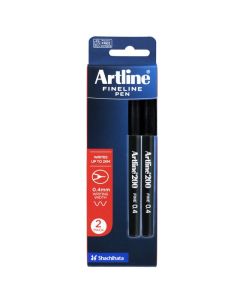 ARTLINE 200 FINELINER PEN 0.4MM 2PC BLACK HS