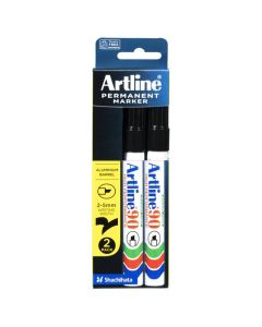 ARTLINE 90 PERMANENT MARKER 5MM CHISEL NIB BLACK 2 PACK