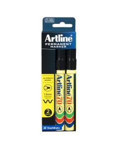 ARTLINE 70 PERMANENT MARKER 1.5MM BULLET NIB BLACK 2 PACK