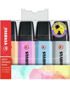 STABILO BOSS PASTEL HIGHLIGHTER ASSORTED WALLET 4