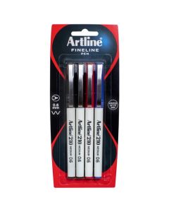 ARTLINE 210 FINELINER PEN 0.6MM ASSORTED PACK4