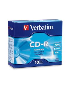 VERBATIM CD JEWEL CASE CD-R SLIM CASE PACK OF 10 52X