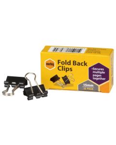 MARBIG FOLD BACK CLIPS 15MM BOX 12