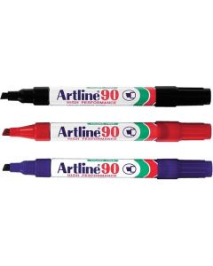 ARTLINE 90 PERMANENT MARKER 5MM CHISEL NIB ASSORTED 3 PACK