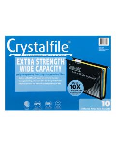 CRYSTALFILE EXTRA WIDE SUSPENSION FILES FOOLSCAP BLACK PACK 10