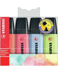 STABILO BOSS PASTEL HIGHLIGHTER ASSORTED WALLET 4