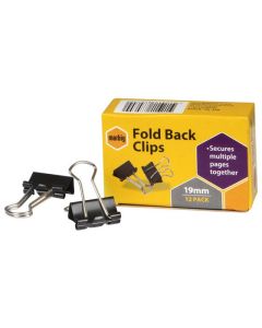 MARBIG FOLD BACK CLIPS 19MM BOX 12