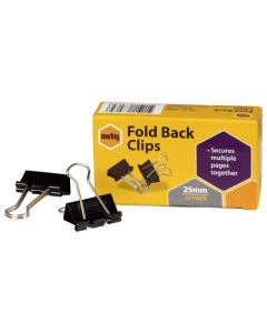 MARBIG FOLD BACK CLIPS 25MM BOX 12