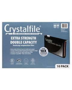 CRYSTALFILE EXTRA SUSPENSION FILES DOUBLE CAPACITY FOOLSCAP BLACK PACK 10