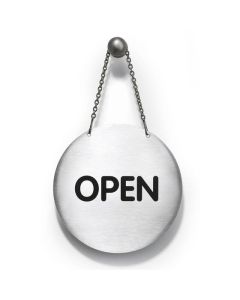 DURABLE PICTOGRAM OPEN/CLOSED REVERSIBLE 130MM SILVER PACK1