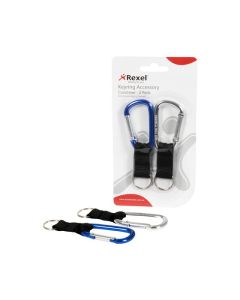 REXEL ID CARABINER KEY RINGS 2PACK BLUE/SILVER