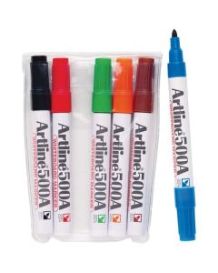 ARTLINE 500A WHITEBOARD MARKER 2MM BULLET NIB ASSORTED WALLET 6