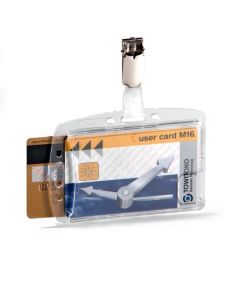 DURABLE SECURITY PASS HOLDER DUO WITH CLIP BOX25