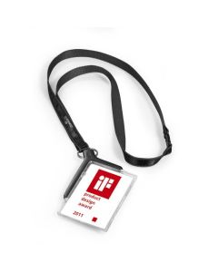 DURABLE DELUXE CARD HOLDER WITH NECKLACE CHARCOAL PACK 1