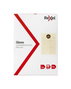 REXEL LAMINATING POUCH A4 125 MICRON PACK 100