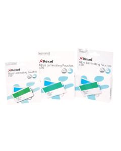REXEL LAMINATING POUCH 54X86MM 125 MICRON PACK 50