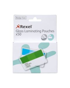 REXEL LAMINATING POUCH 67X98MM 180 MICRON PACK 50