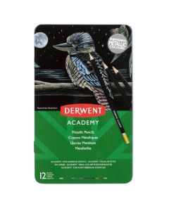 DERWENT ACADEMY COLOUR PENCIL METALLIC TIN 12