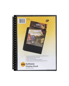 MARBIG REFILLABLE DISPLAY BOOK 20 POCKET INSERT COVER BLACK