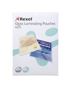 REXEL LAMINATING POUCH A4 75 MICRON PACK 25