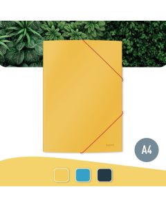 LEITZ COSY 3 FLAP FOLDER CARD A4 YELLOW