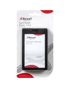 REXEL ID COLOURED PLASTIC CARD HOLDER P 6PACK BLACK