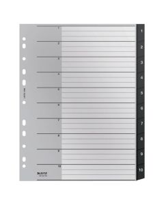 LEITZ RECYCLE INDICES & DIVIDERS 1-10 TAB PP A4 BLACK